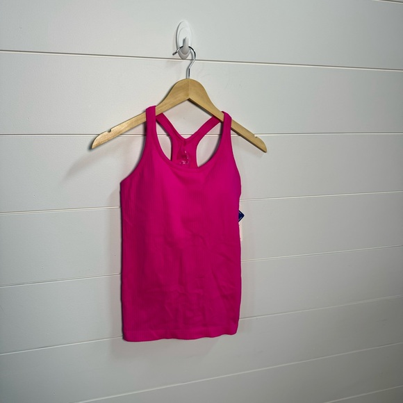 Women's Pink Racerback Ribbed Tank Top - Picture 4 of 7